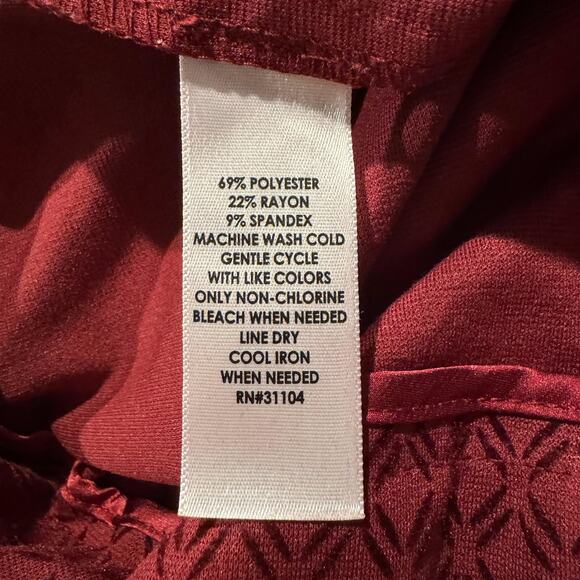 Crown & Ivy Pants Pull On Y2K Retro Soft Grunge Athleisure Velour Detail Red 12 - Picture 3 of 4